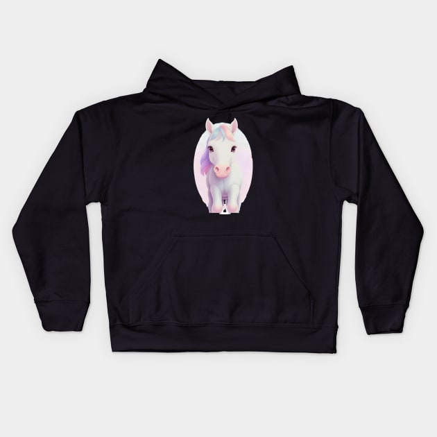 Kawaii Horse Kids Hoodie by ArtTreasure